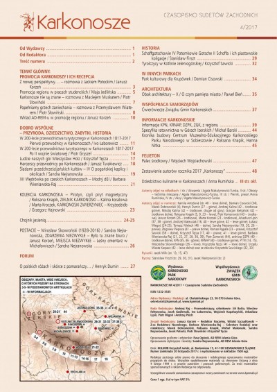 Spis treści kwartalnik Karkonosze 